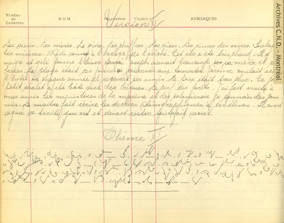 Stenography book belonging to Miss M. A. Dubé