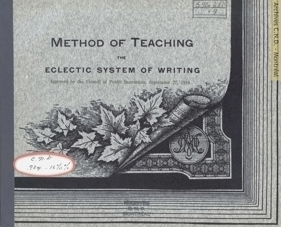 Cover page - Method of Teaching the Eclectic System of Writing （書き方の教授法）