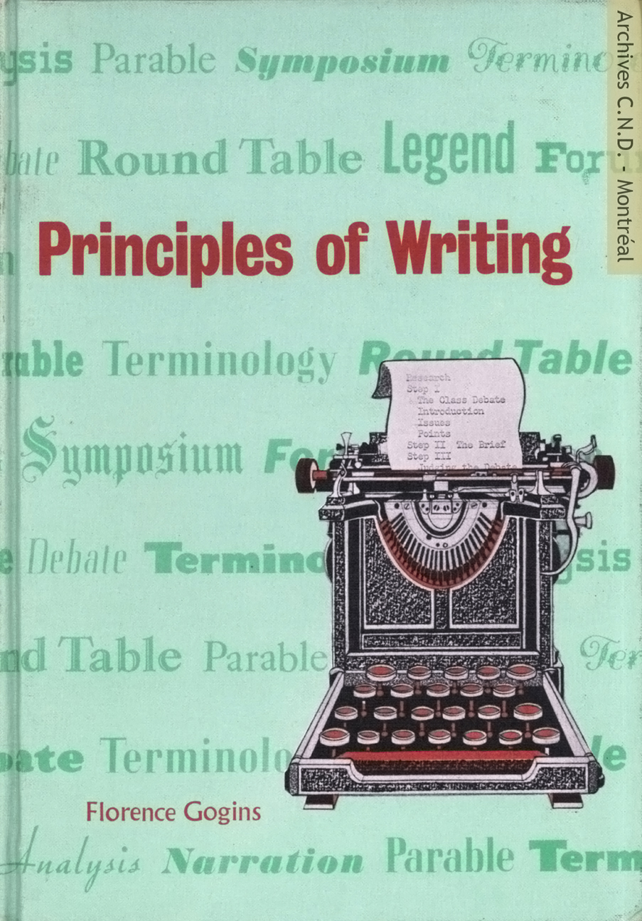 Cover page - Principles of Writing - A textbook in composition based on paragraph structure