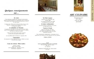 Leaflet on the Culinary Art course at École supérieure des arts et métiers