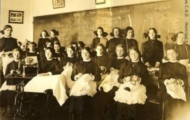 Sewing class at École normale classico-ménagère