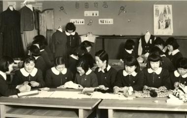 Sewing course given by Sister Maria-Rosarii (Agatha Kitako Nakajima)