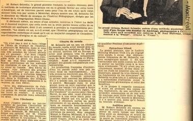 Article entitled "La grande influence de M. Robert Schmitz" taken from the newspaper La Presse