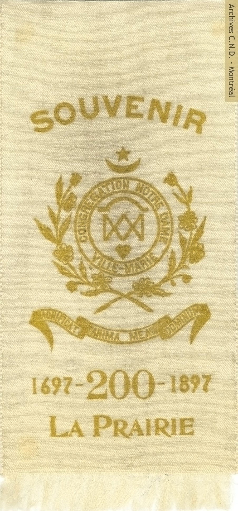 Souvenir ribbon of the 200th anniversary of the foundation of the convent