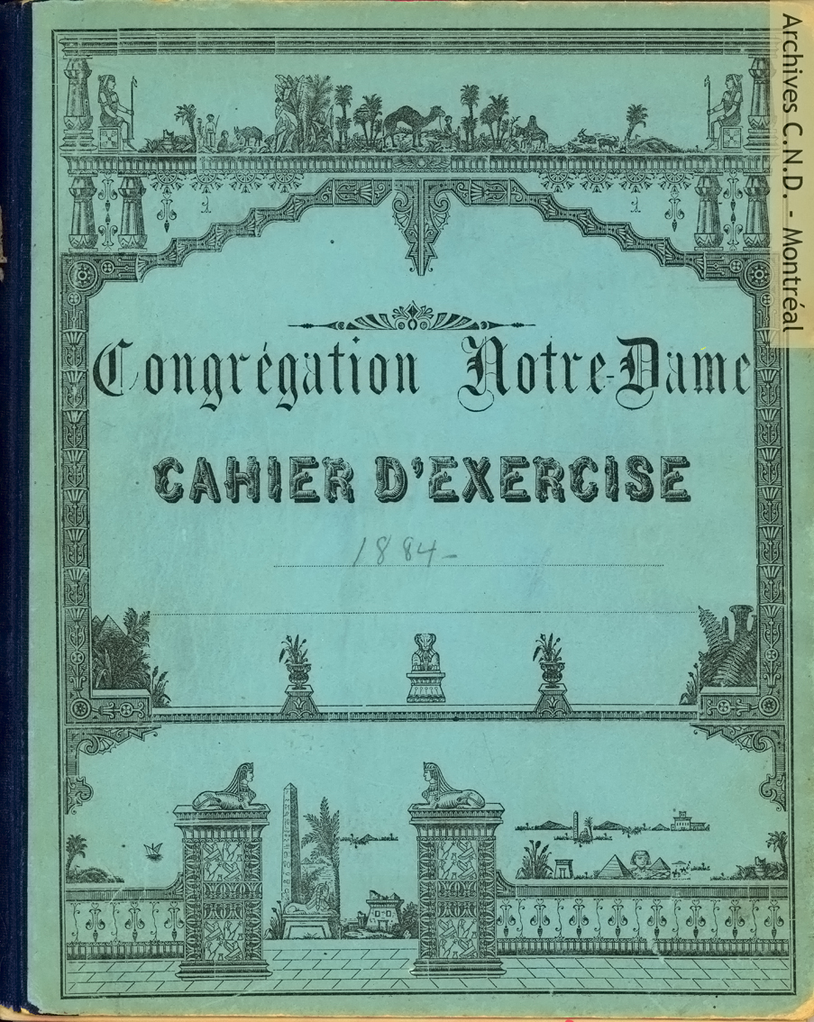 Página tapa de un cuaderno de ejercicio publicado por la Congrégation de Notre-Dame