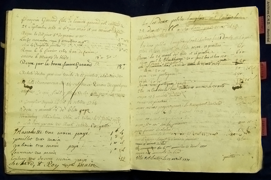 Pages taken from the record of accounts of the boarders