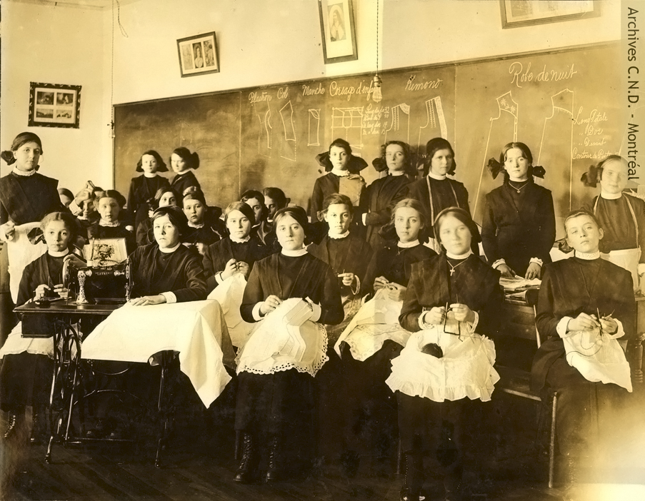 Sewing class at École normale classico-ménagère