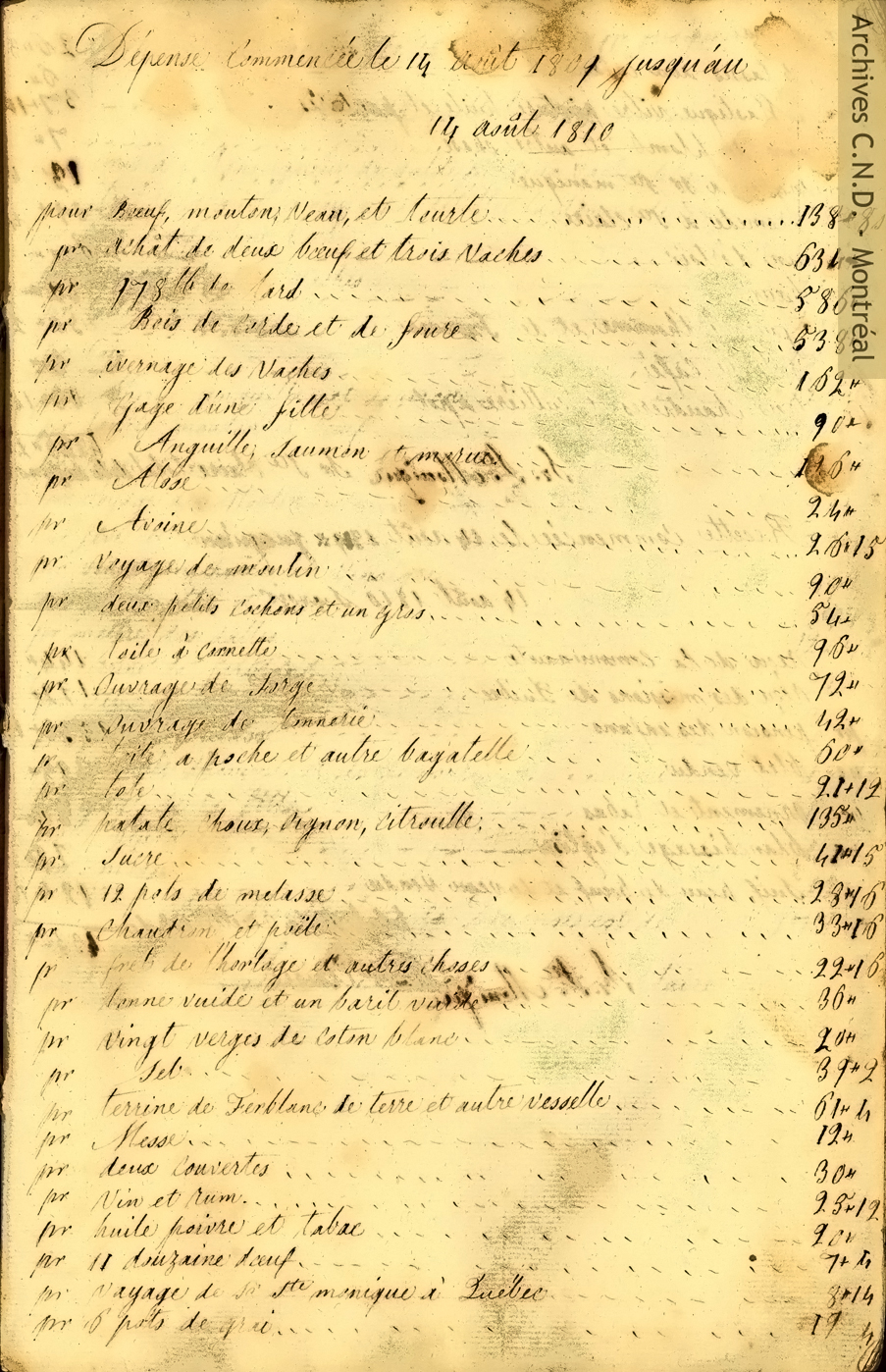 Páginas sacadas del registro de gastos del convento