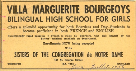 Advertising for Villa Marguerite-Bourgeoys