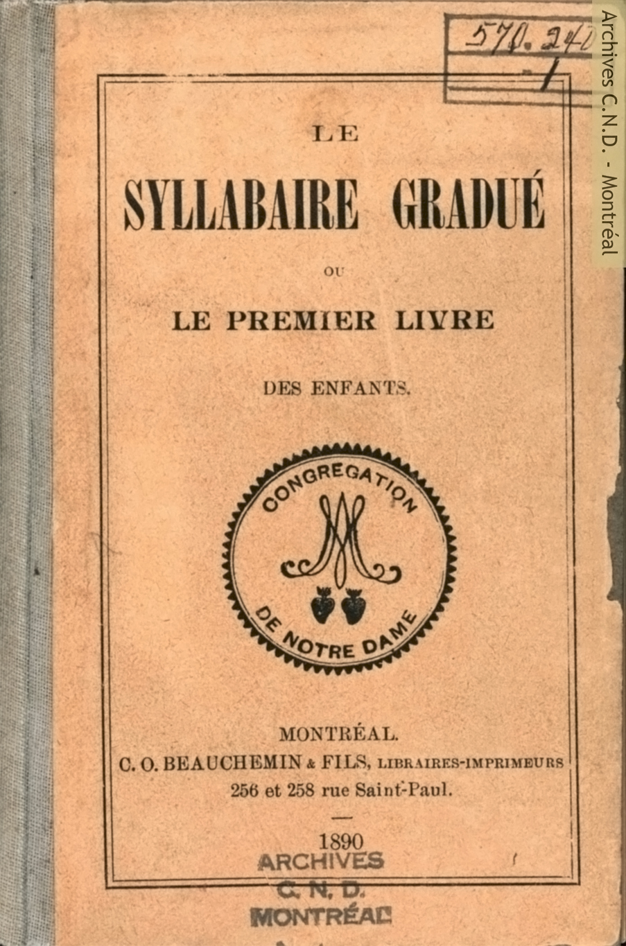 Cover page - Le syllabaire gradué ou le premier livre des enfants（発音練習帳）