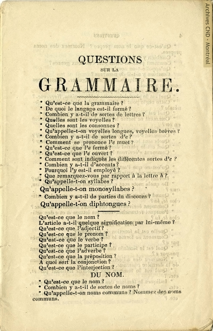 Questions sur la grammaire à l'Académie à l'usage des élèves de la Congrégation de Notre-Dame - page 3