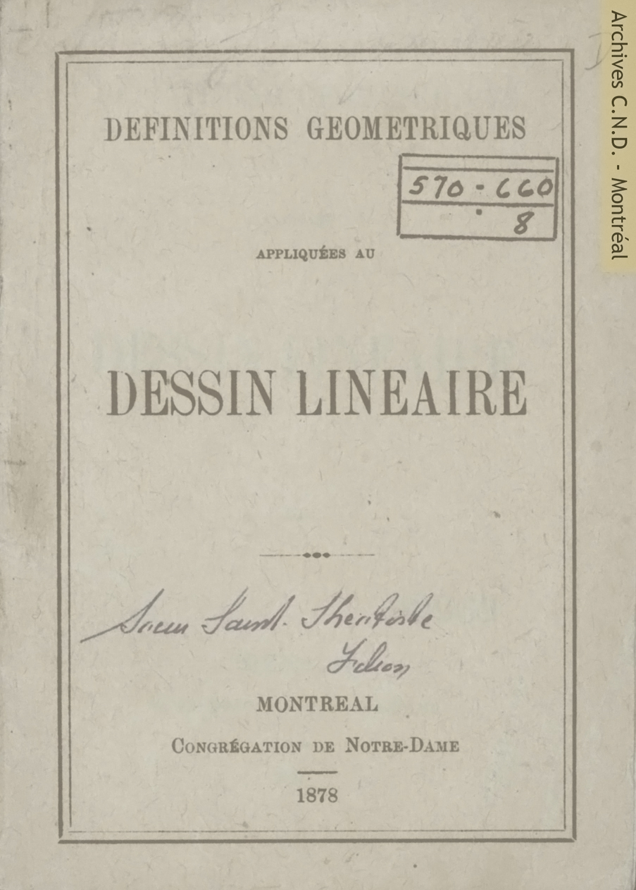 Cover page - Définitions géométriques appliquées au dessin linéaire（線形図の定義）