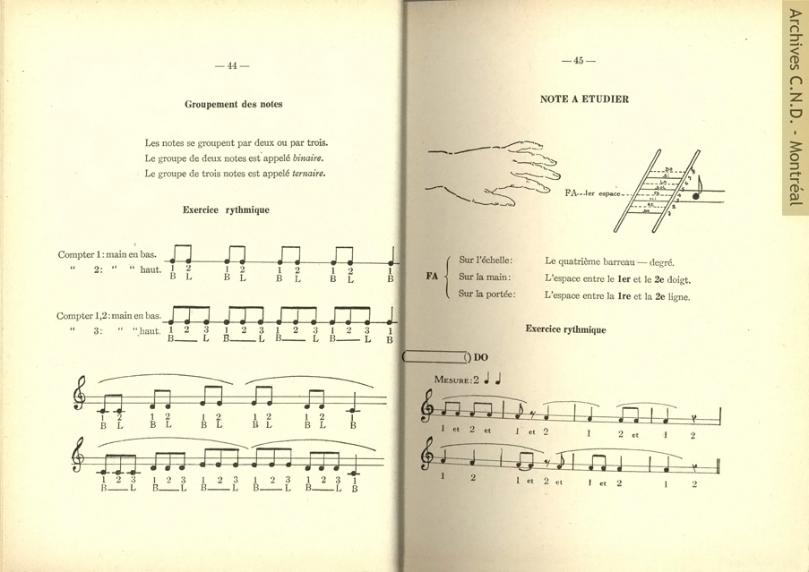 Le chant à l'école - Initiation musicale - Cours élémentaire - Livre de l'élève - Pages 44-45