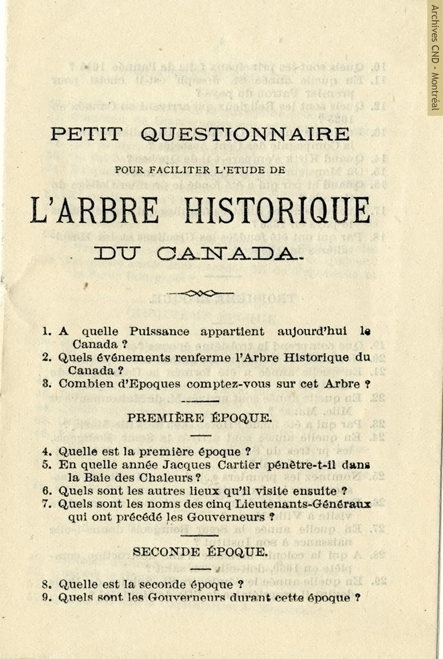 Petit questionnaire pour faciliter l'étude de l'arbre historique du Canada - página 3