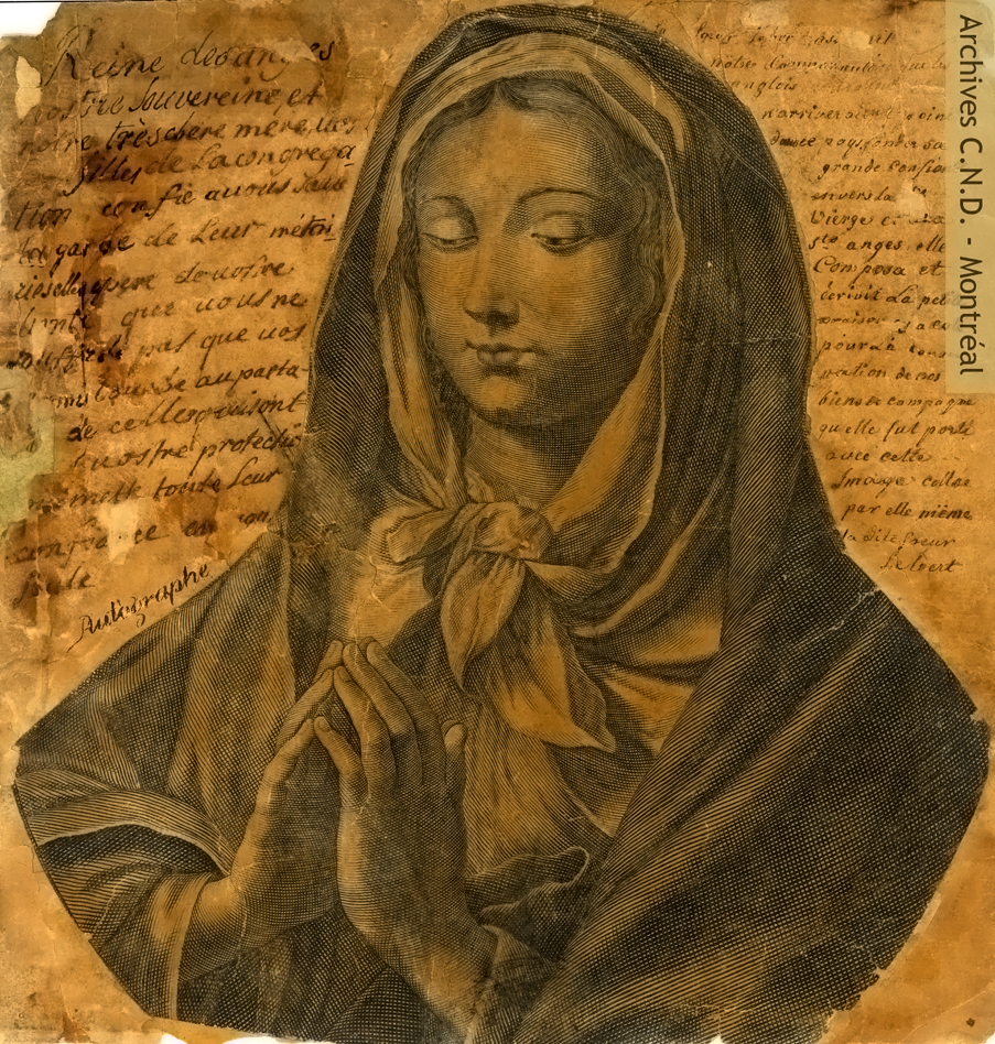 Jeanne Le Ber's prayer on a picture of the Virgin