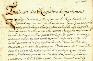 Première page des lettres patentes Dunkerque, France, 20 juin 1671. 
