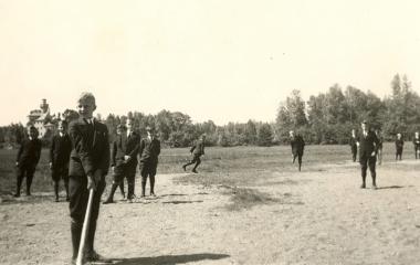 Baseball game between the boys in the "Cours préparatoire" at collège Notre-Dame-de-Bellevue