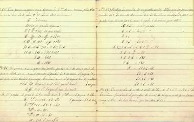 Páginas sacadas de un cuaderno de matemáticas de Antoinette, alumna del Convento Mont Sainte-Marie