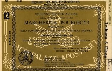 Pass for the Marguerite Bourgeoys beatification ceremony at the Basilica in Rome