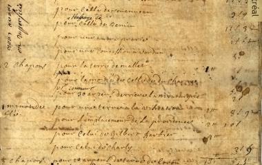 Primera página del registro de cuentas y rentas de la Congrégation de Notre-Dame pagadas a los Sulpicianos y a los Jesuitas
