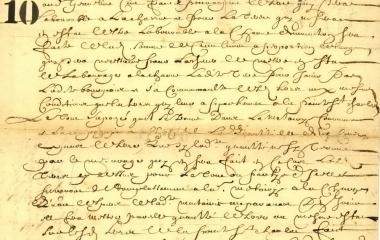 Copia coleccionada del contrato de compra de una tierra en el prado San-Gabriel firmado el 25 de agosto 1662 entre Paul de Chomedey de Maisonneuve y Marguerite Bourgeoys