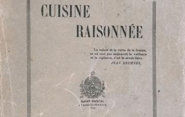 Página tapa - Manuel de cuisine raisonnée - Adapté aux élèves des cours élémentaires de l'école normale classico-ménagère de Saint-Pascal